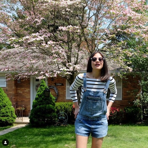 Zara TRF Denim Overall Shorts - Picture 1 of 1